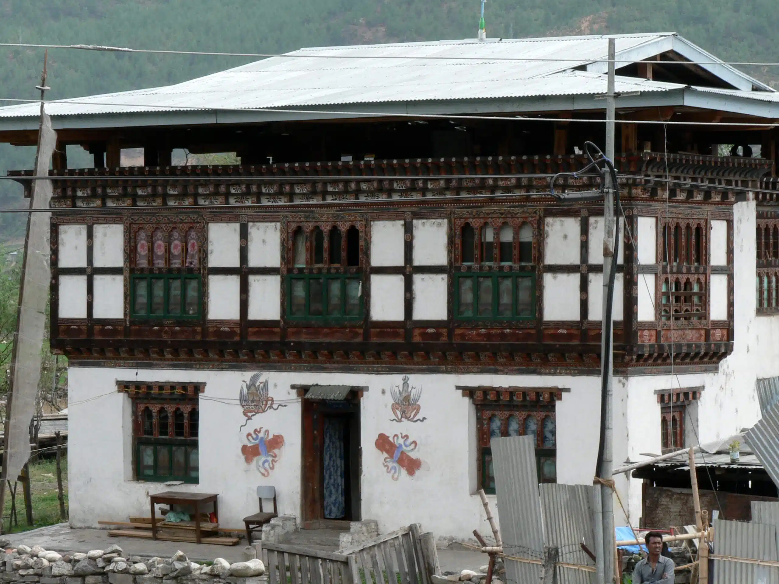 Traditional wooden house in Rukha Village Bhutan 