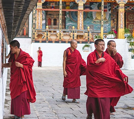 monks in Bhutan