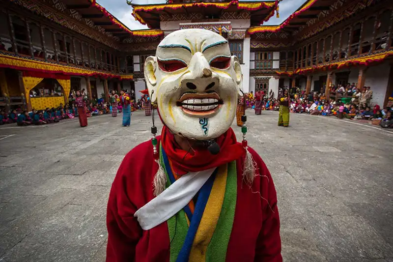 Bhutan festival mask dancer