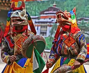 Buddhist cultural mask dance in Bhutan