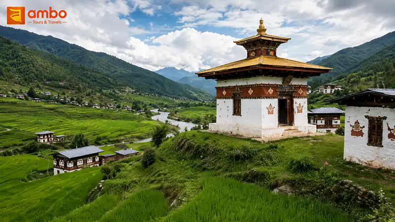Chimi lhakhang in the valleys of punakha bhutan