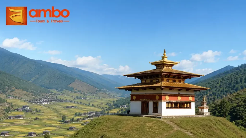 Chimi Lhakhang, Bhutan's fertility temple, on its hillock above the Lobesa valley