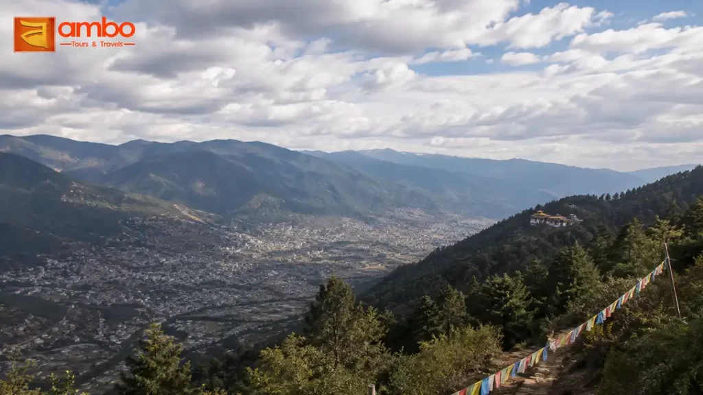 The view from Sangaygang viewpoint above Thimphu, starting point for the Phajoding and Pumola hikes